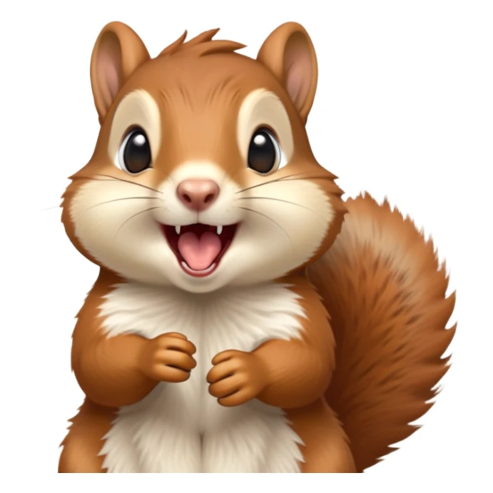 cinematic-cute-yawning squirrel-portrait-emoji,-head-tilted-playfully-and-inquisitively,-featuring-a-fluffy,-vibrant-auburn-fur-with-a-delicate-cream-belly-and-a-bushy-tail,wide-open yawn, revealing a soft grey  -round,-sparkling-eyes-filled-with-curious-mischief, sticker