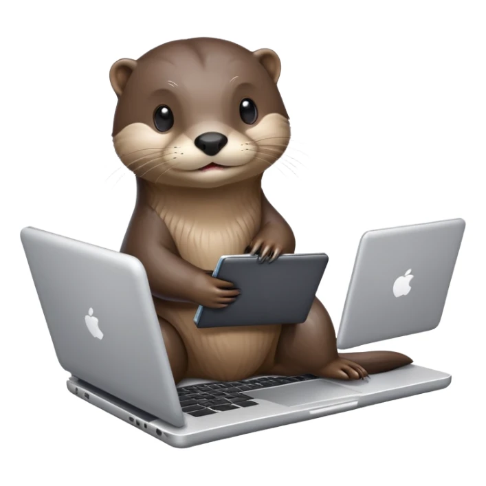 An otter with a business laptop sticker