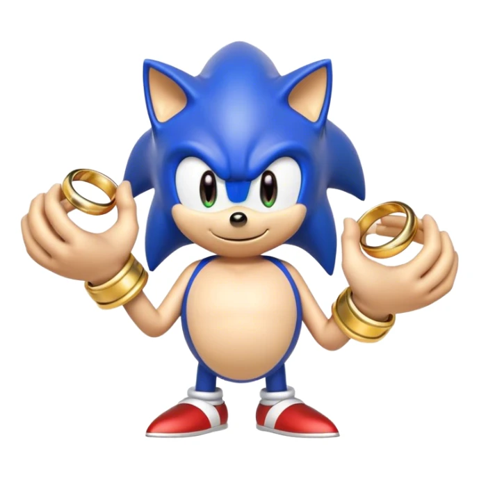 Sonic with different colour and hand full of gold rings  sticker