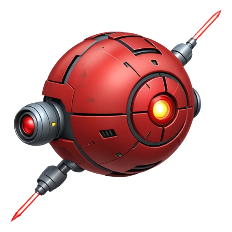 flying orb shaped futuristic targeting droid acquires target and paints with laser. sci-fi war. no propellers  sticker