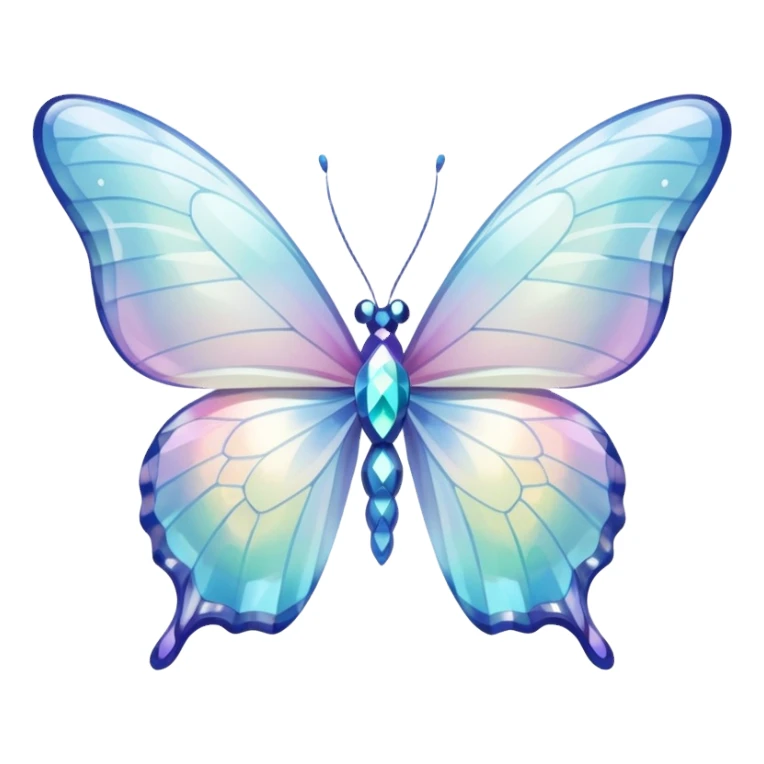 Pastel white iridescent glass crystal butterfly sticker