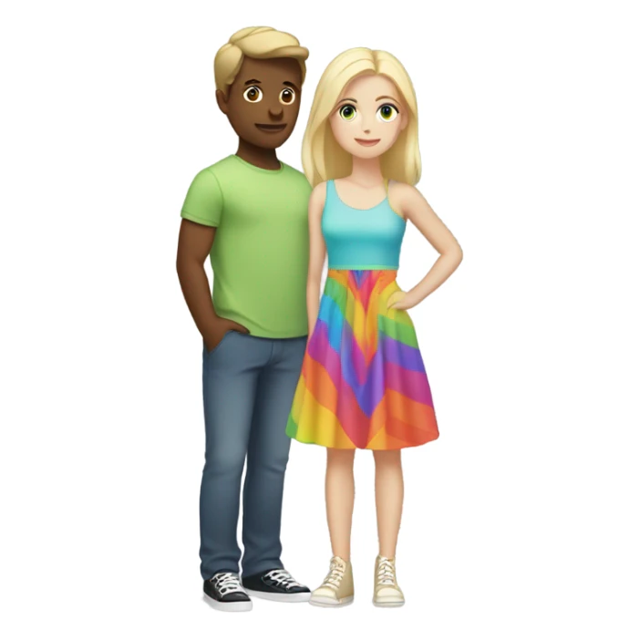 Tan boy and white girl sticker