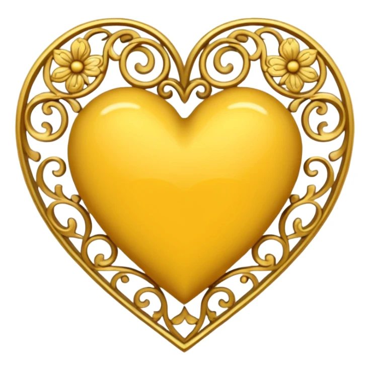 yellow heart with a golden filigree sticker