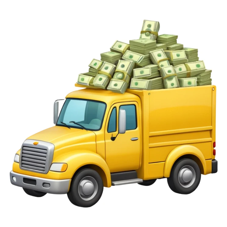 yellow truck with money sticker