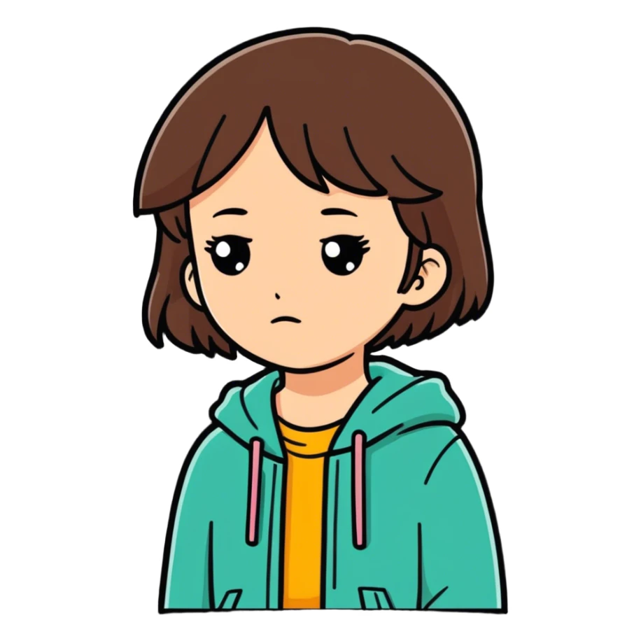 Sick girl with brown hair sticker