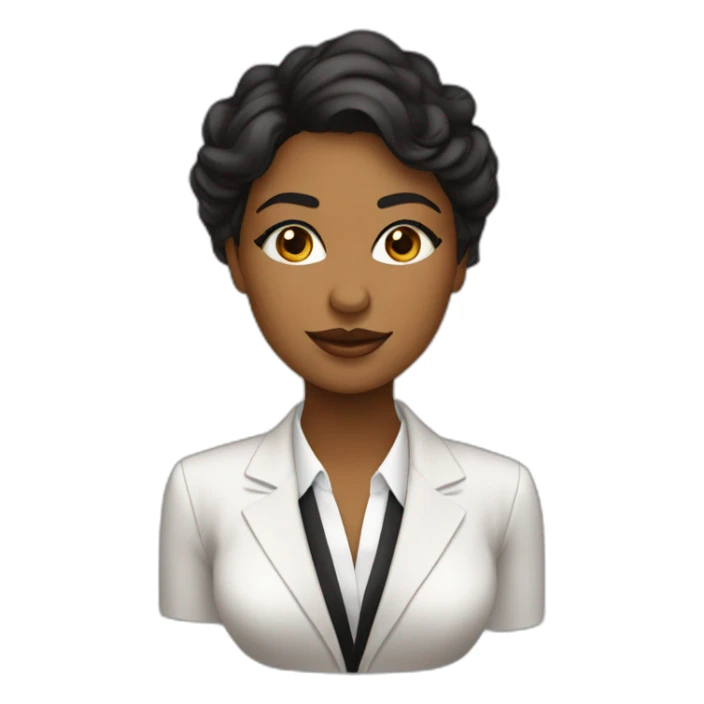 mujer de piel morena ojos marrones pelo negro con traje formal sticker