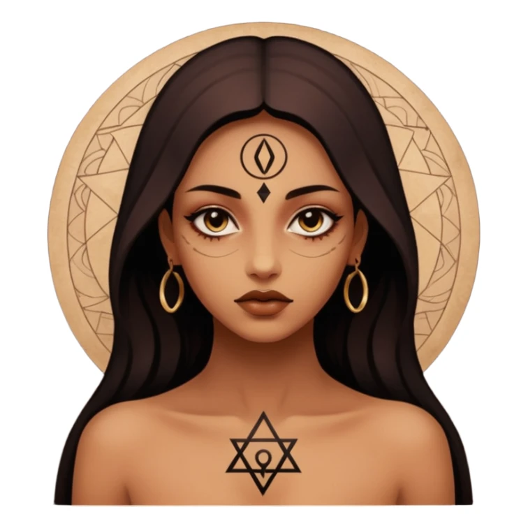 Dark oil traced over woman’s skin forming occult symbols, sensual devotion sticker