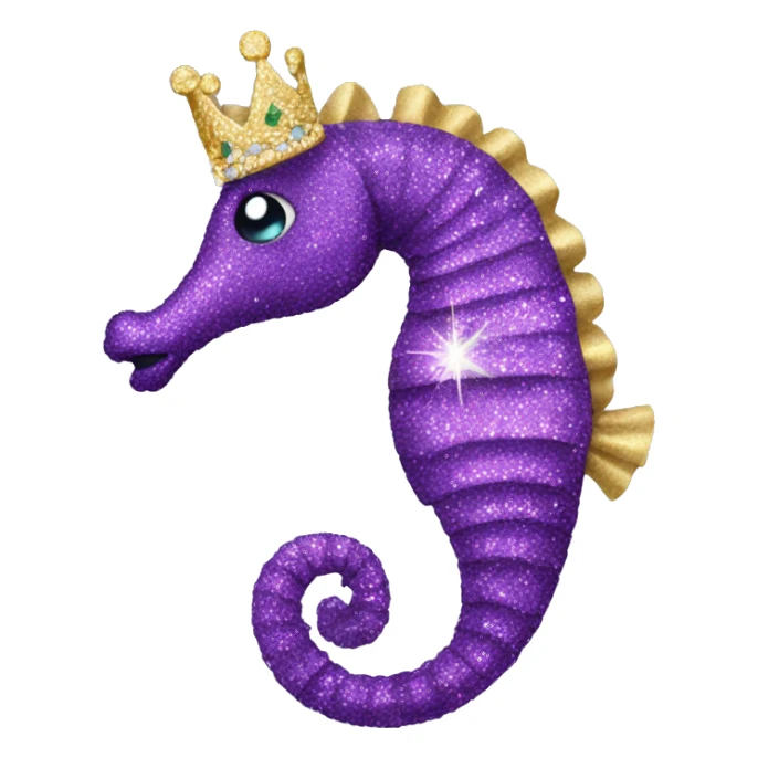 purple sparkly seahorse with a tiara  sticker