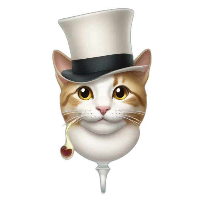 Cat in a tophat drinking milk from a wine glass sticker