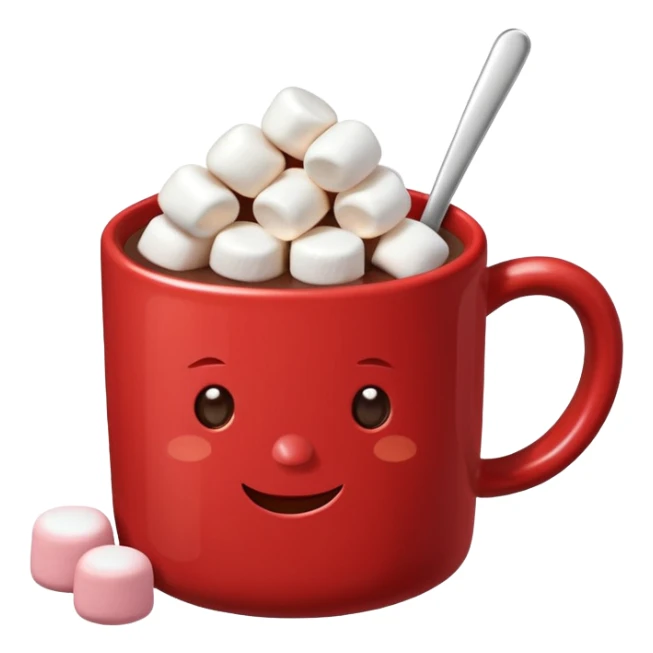 red mug of hot chocolate with marshmallows sticker