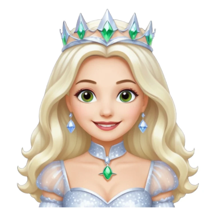 The Good Witch from Oz with long white blonde hair, white sequin outfit sticker