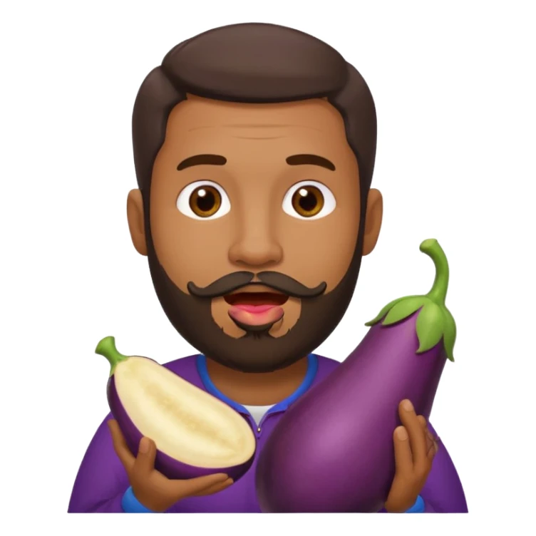 Dominican man with a beard as an eggplant in his mouth sticker