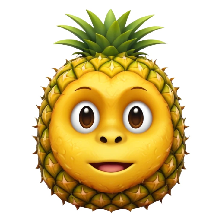 pineapple, emoji style, similar to orangutan face emoji style, subtle highlight sticker