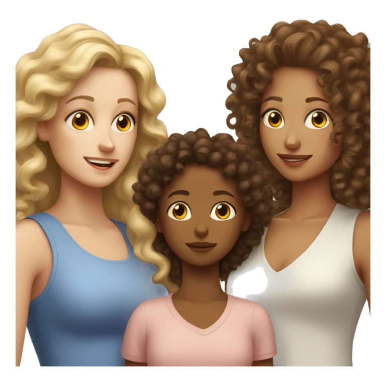 curly white mother with a teenage daughter and two curly babies sticker