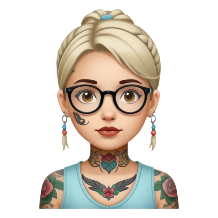young girl with face tattoos wearing glasses sticker