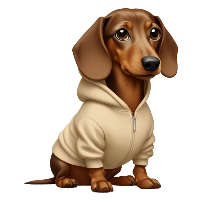 Dachshund wearing a beige Nike hoodie  sticker