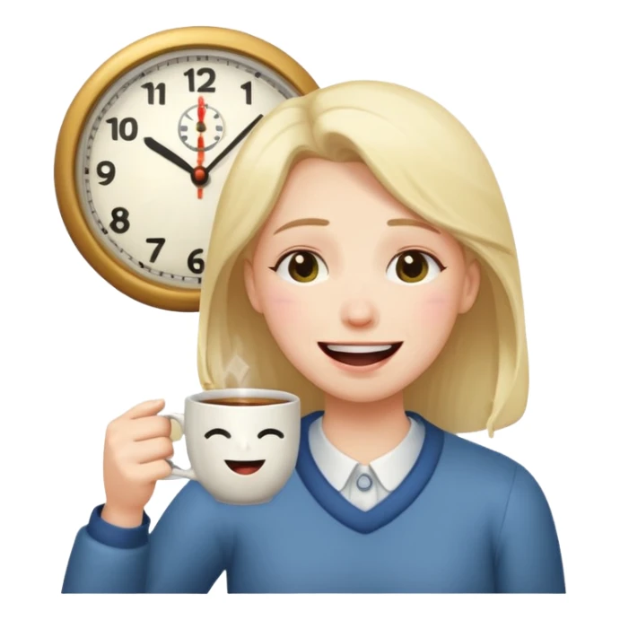 cry laugh with a clock and tea sticker