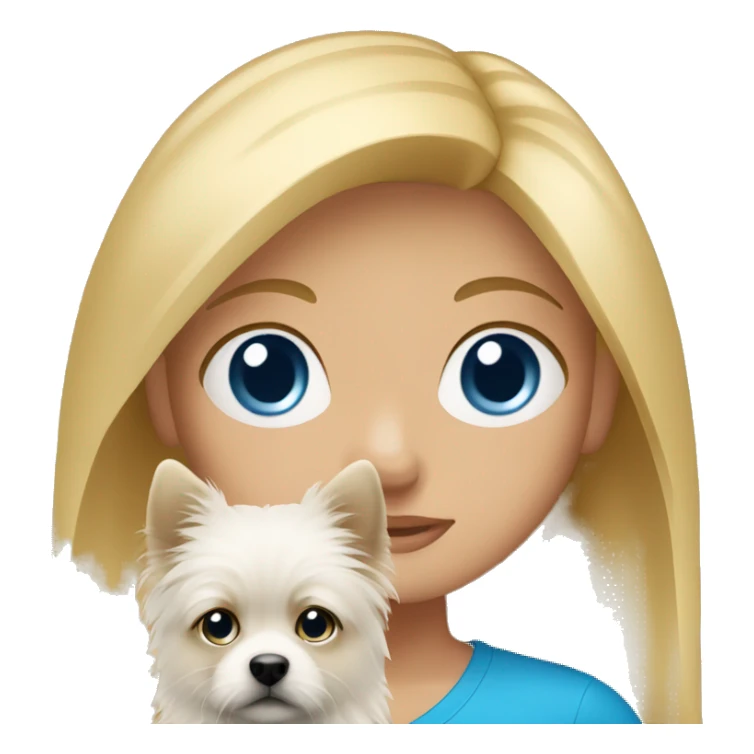 Blonde girl blue eyes holding spitz  sticker