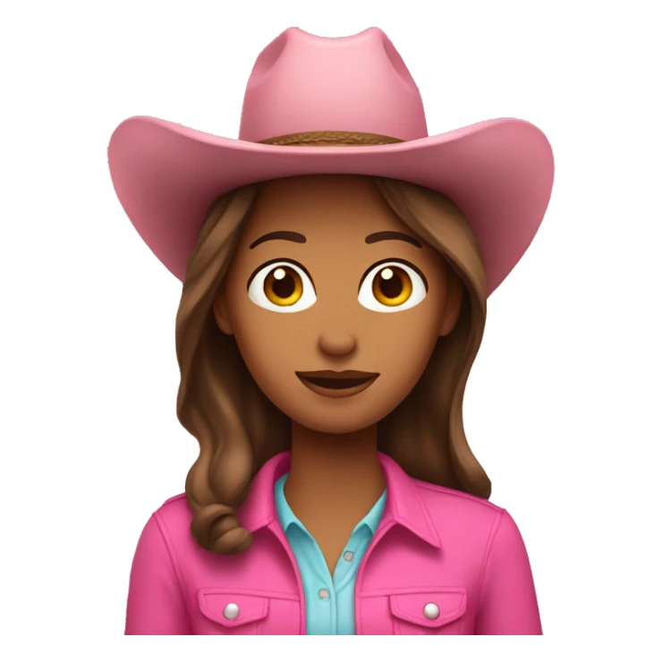 brown hair woman wearing pink cowboy hat  sticker