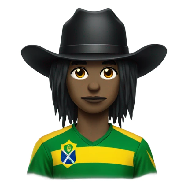 goth emo evil person wearing brazil soccer jersey and cowboy hat sticker