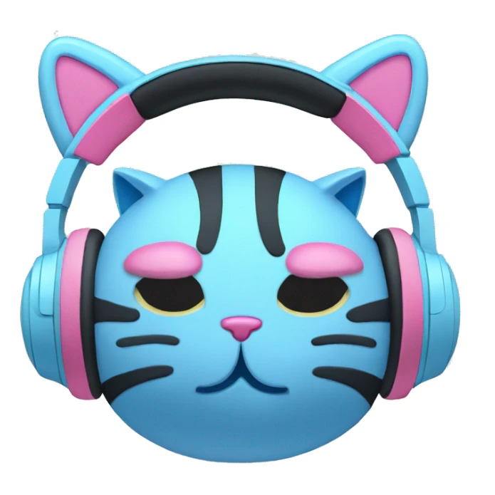 light blue and pink headphones with cat ears on them sticker
