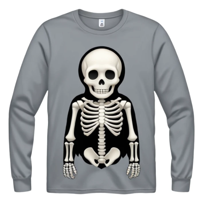 Gray t-shirt with a Halloween skeleton on it sticker