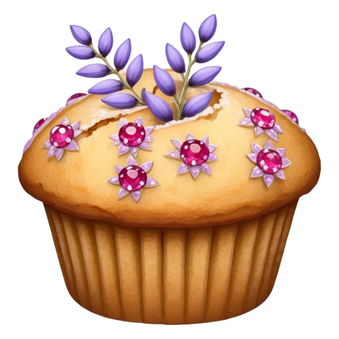 Lavender flower sprig muffin with berry and sugar crystals sticker