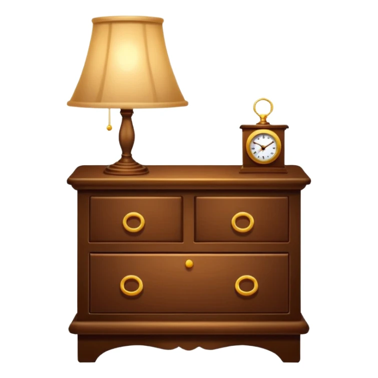Cupboard-commode-drawer-night-bed-stand furniture with a night lamp on  sticker