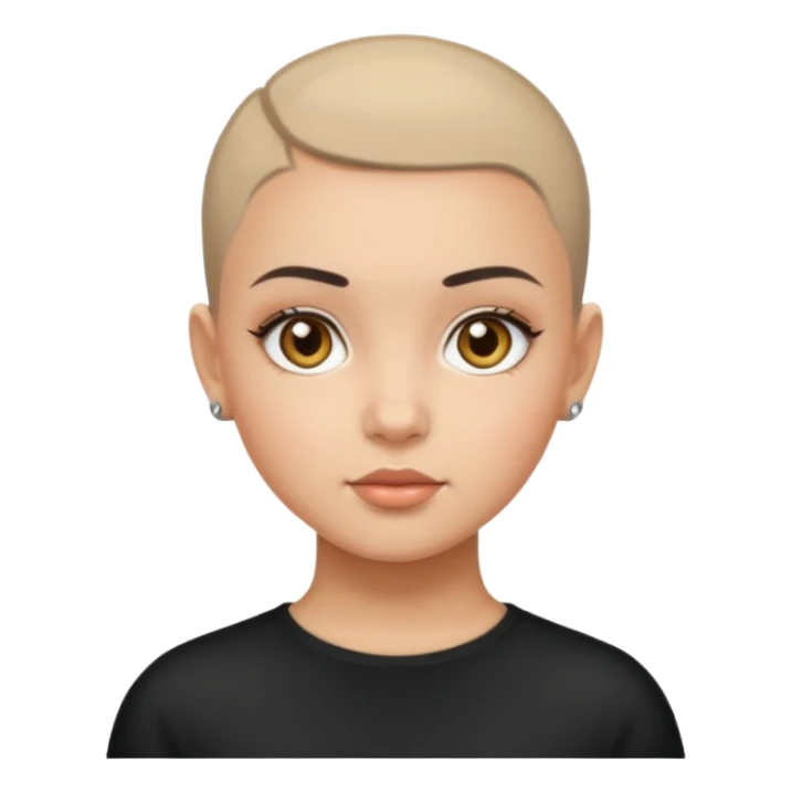 White cat with HAZEL EYES , BLACK BUZZ CUT LIGHT SKIN ROUND FACE GIRL sticker