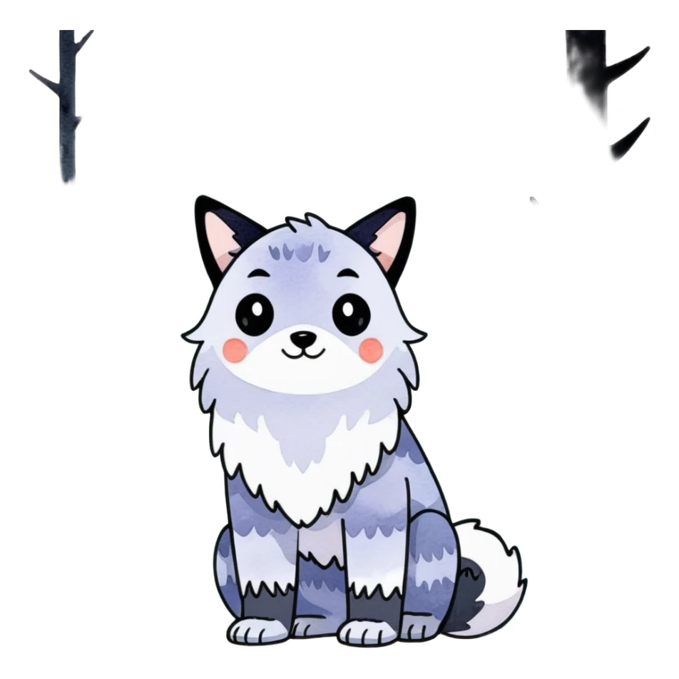 watercolor furry creature in a misty forest sticker