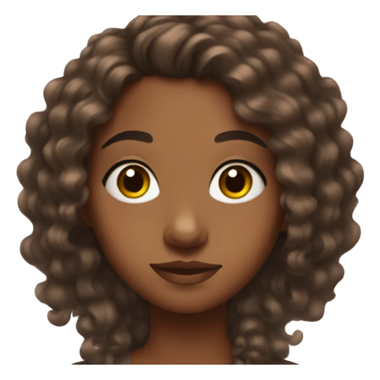 Brown girl with cute eyelashes and hair down sticker