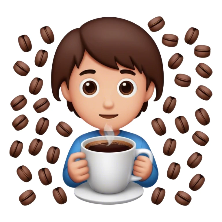 A boy made of coffee and coffee cups sticker
