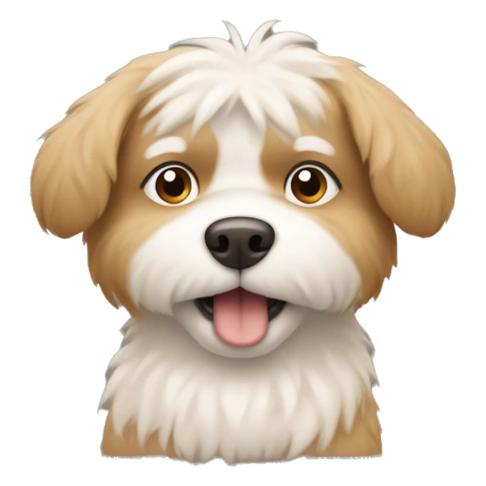 Nervous small tan and white fluffy dog.  sticker