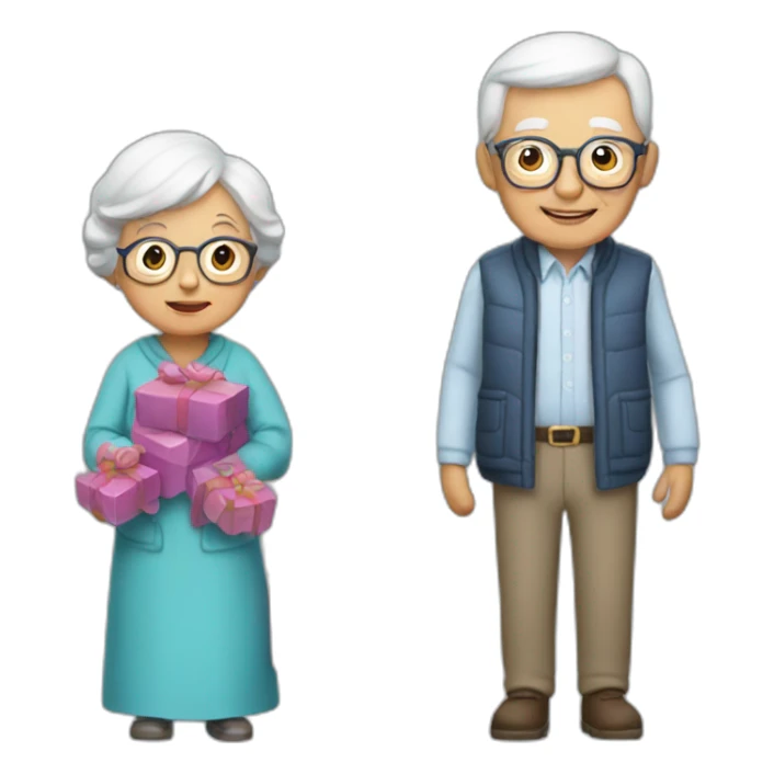 Granny with grandfather gate gifts  sticker