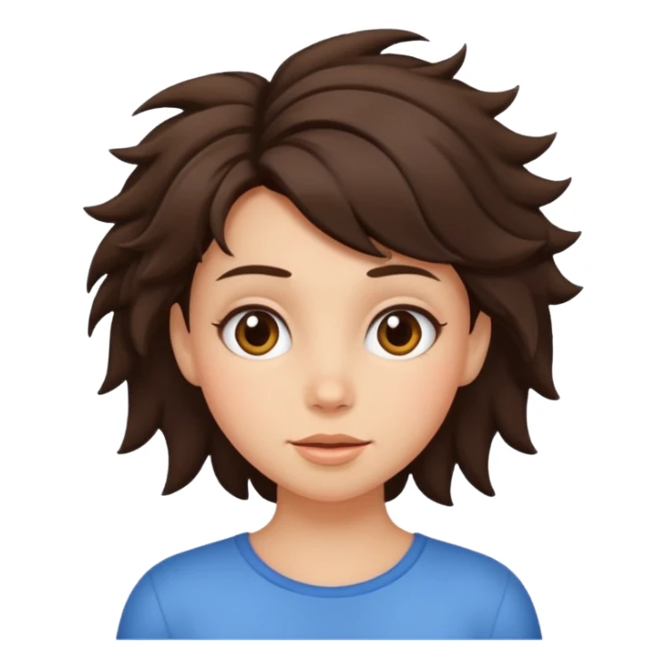 Brunette girl with funny hair sticker