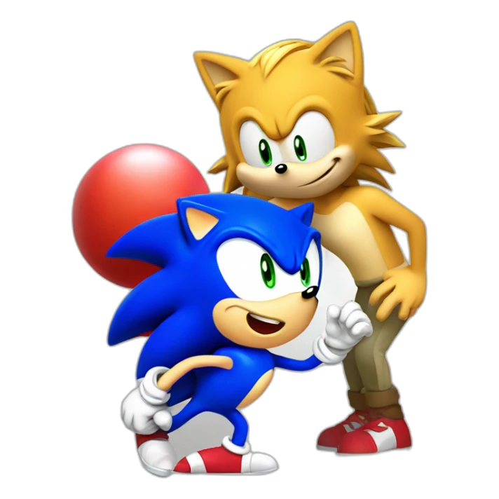 sonic the hedgehog touching a round bellied woman's stomach sticker