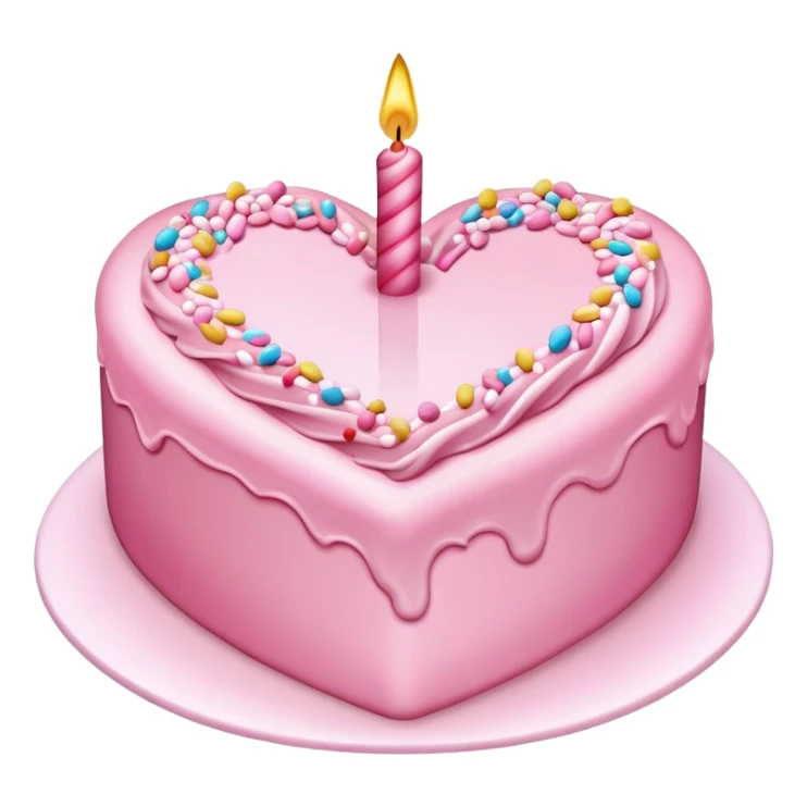 Pink heart shaped birthday cake sticker