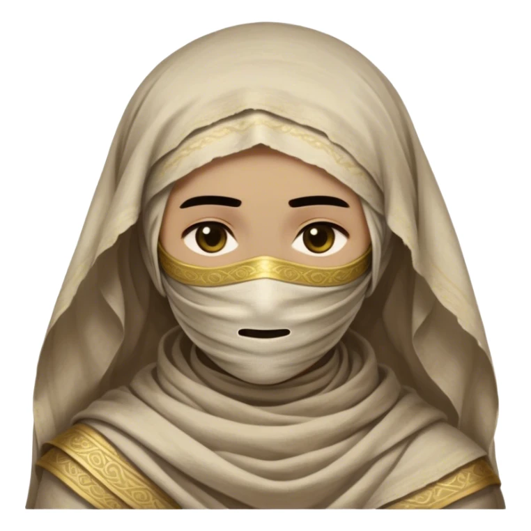 Regal and timeless, fully wrapped in meticulously aged bandages, even its face veiled in layers of ancient cloth with only faint glimpses of deep, solemn eyes peering through, adorned with faded gold accents, exuding an air of forgotten majesty and solemn duty, highly detailed, softly glowing, evoking the dignified mystery of an eternal guardian watching over lost secrets! sticker