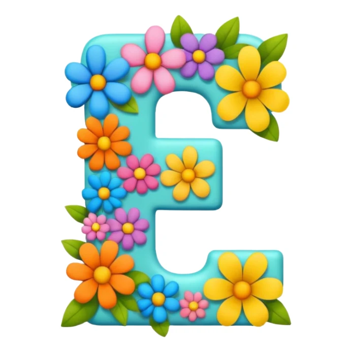 bold number 7 outlined with different cartoon flowers sticker