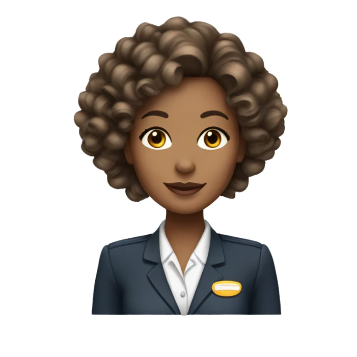 pretty brown flight attendant with long flowy curly brown hair and long eyelashes  sticker
