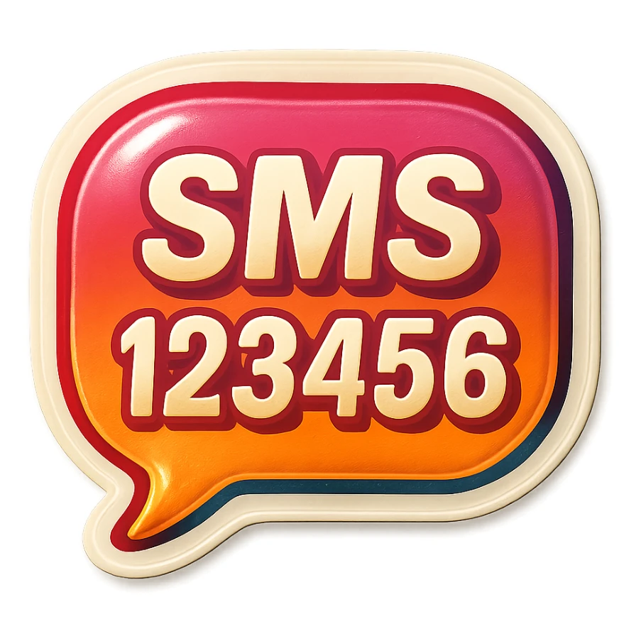 A message bubble with an SMS code, vintage design and bright colors sticker