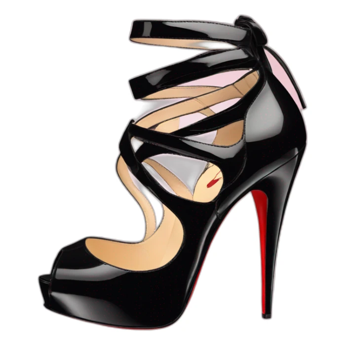 Louboutin Black patent Leather Lady Peep Toe Platform sticker