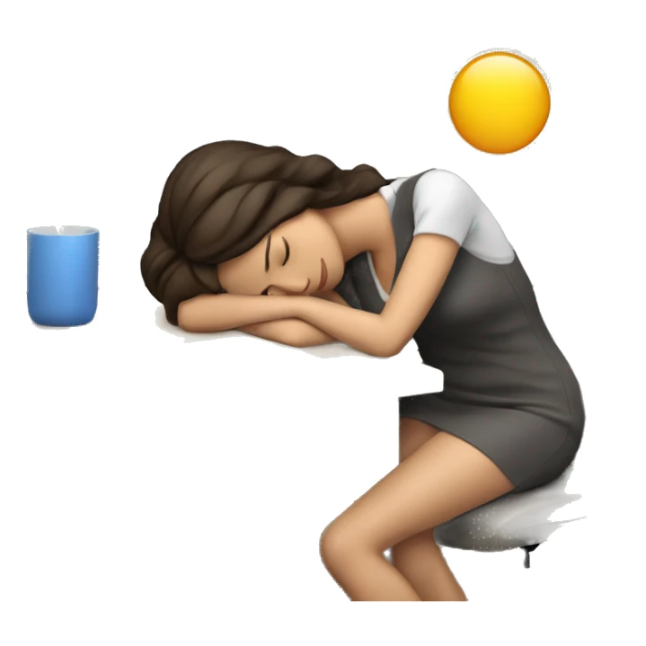 Brunette woman is sleeping on a desk sticker