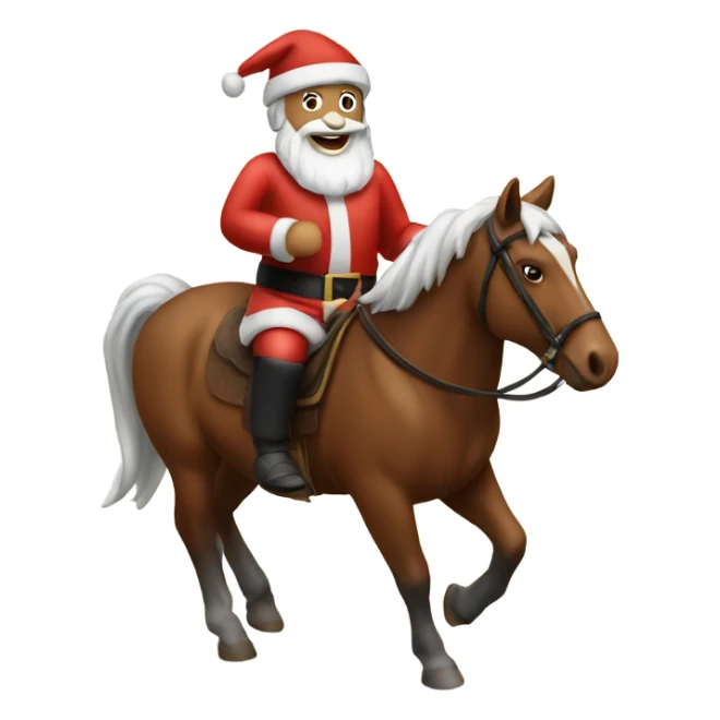Santa riding a brown horse  sticker