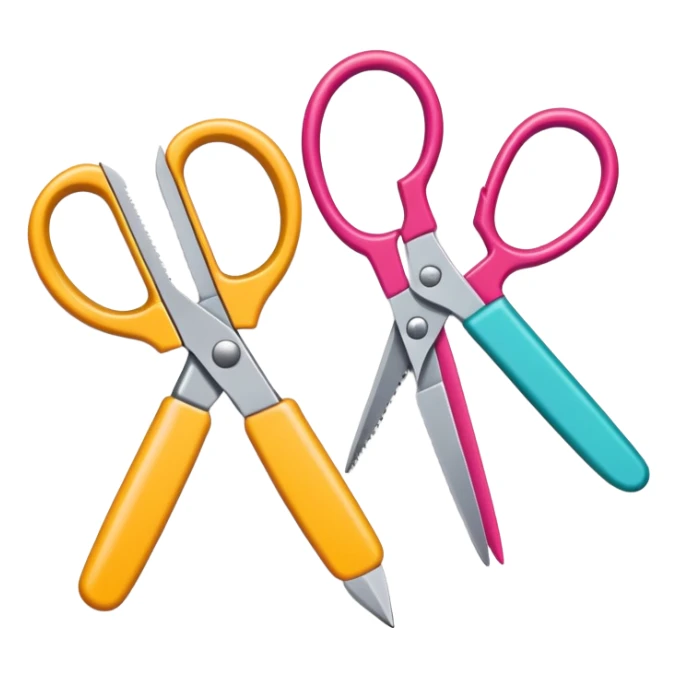 pair of scissors and cut paper shapes, fun and inviting sticker