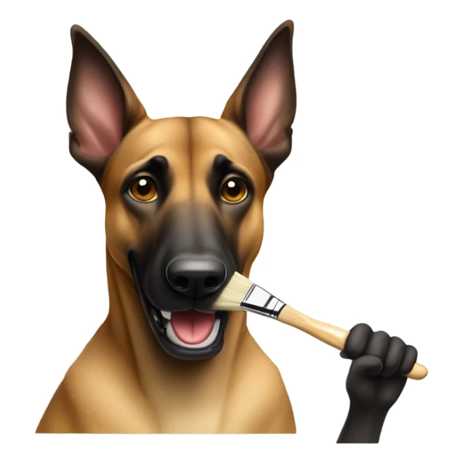 malinois holding a painting brush sticker