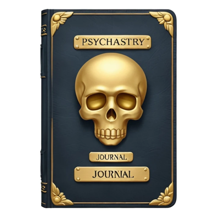 Psychiatry journal book, old book sticker