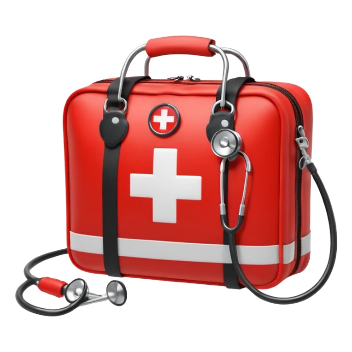 First aid help bag with stethoscope isolated for Emergency Medicine emoji make it to be red sticker