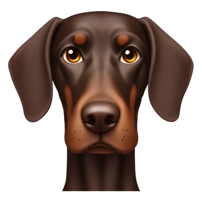 Strong male chocolate Doberman with large floppy ears sticker
