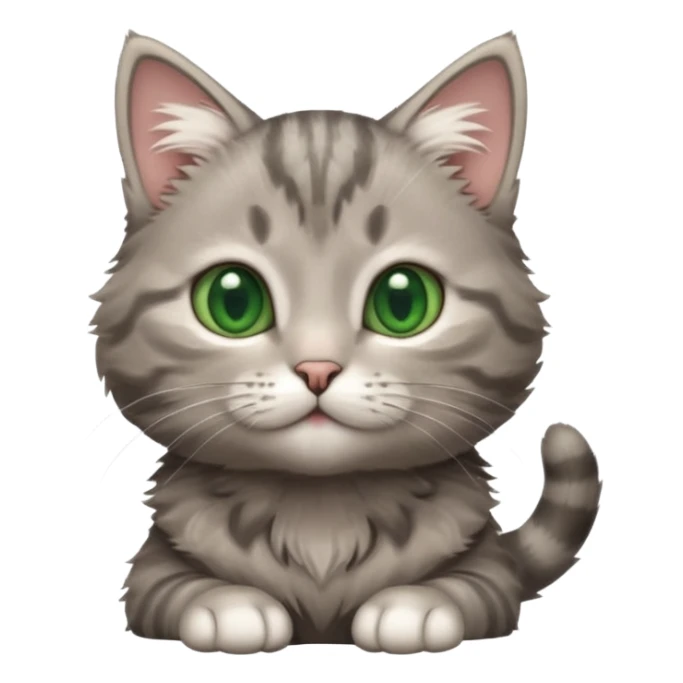 A high-resolution photo-realistic digital illustration of a grey tabby cat kitten, chest upward sticker